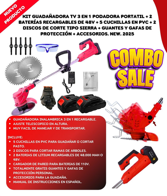 GUADAÑADORA 3 EN 1 + ACCESORIOS - luzstore